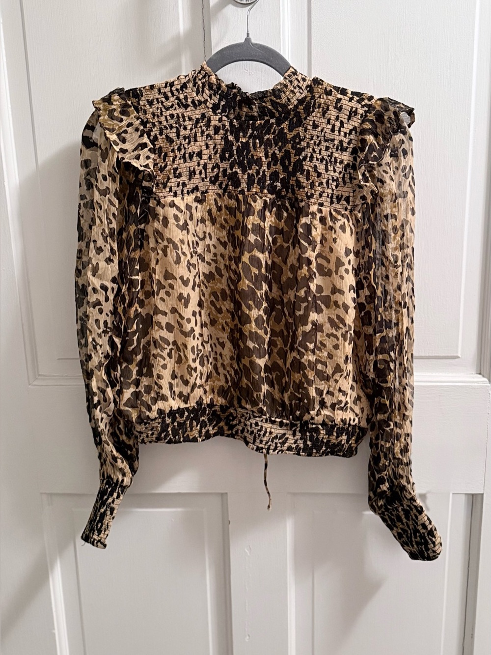 Free People - Leopard Print Smocked Neck Blouse